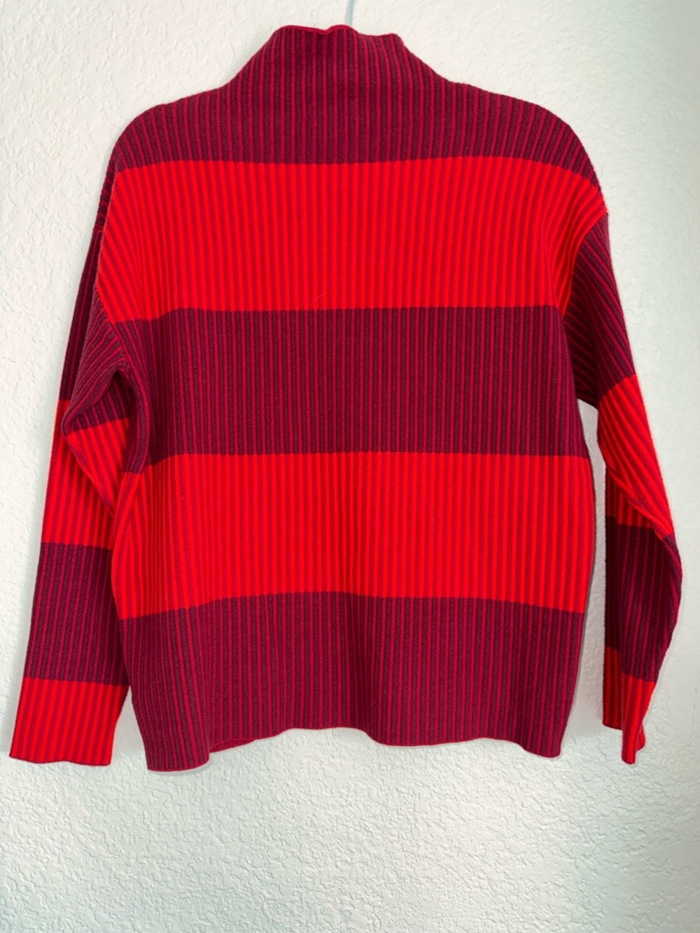 Adrienne Vittadini Red and Burgundy Striped Sweater